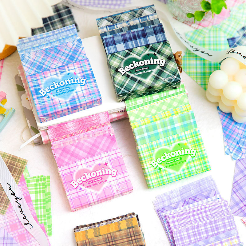 Twilight Notes Set Korean Plaid Series Korean Plaid Hand Account Decoration 200 into 6