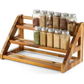 木制调料架阶梯式香料瓶调味罐置物架厨房烹饪调味储物架手办架