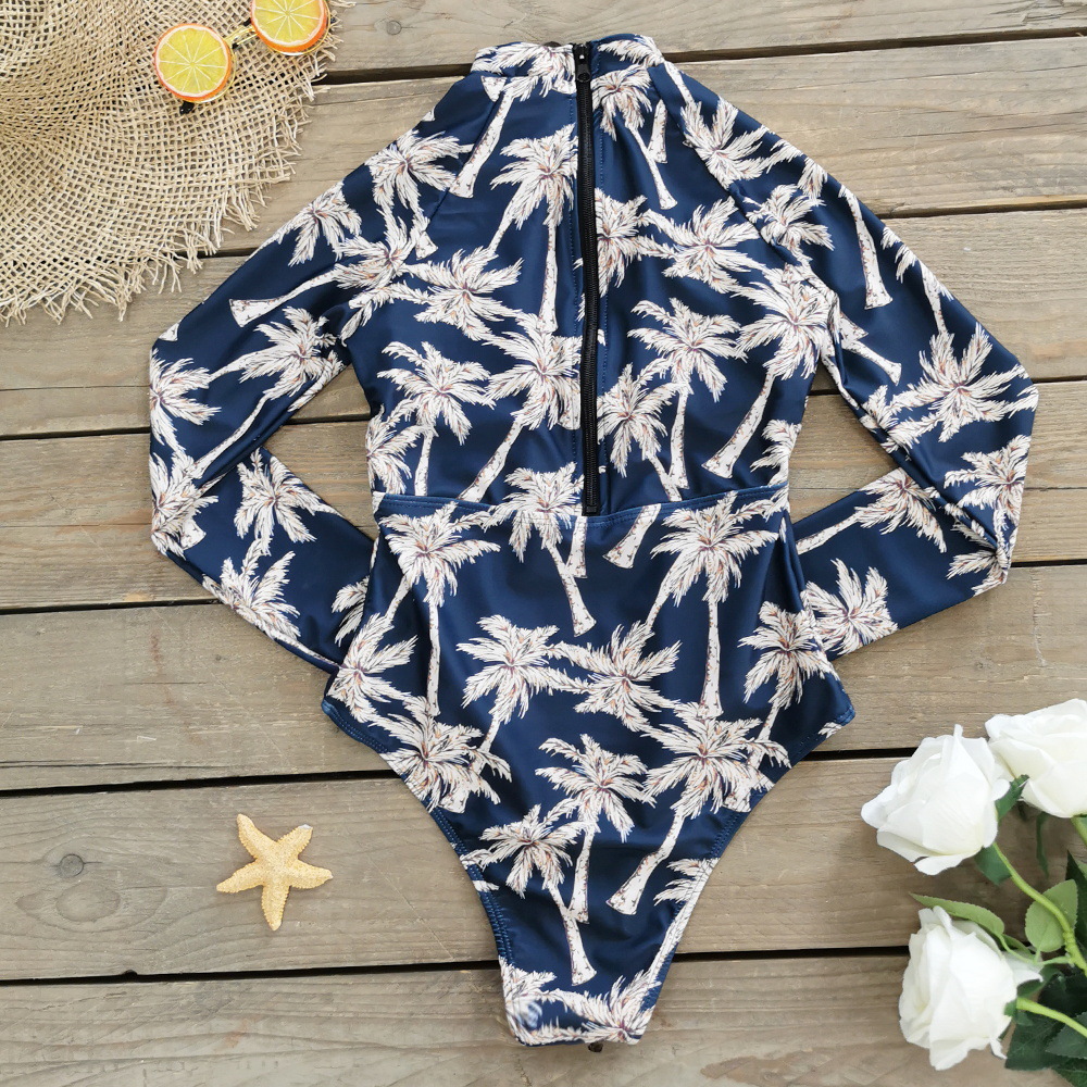 263g Weight Long Sleeve Sleeve Length Pullovers Placket Type Polyester Fabric Type Regular Top Length One-pieces Tops Type 1 Piece Quantity Swimming Occasion Round Neck Neckline Comfort Function Regular Fit Fit Type Flower Pattern Women's Gender Sweet Style Women's Sweet Flower 1 Piece One Piece Swimwear 7