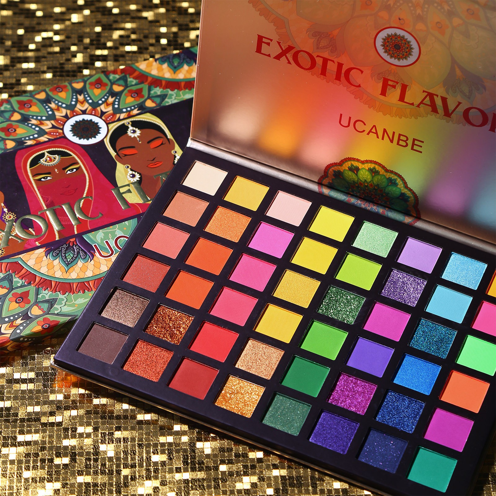UCANBE 48 color, exotic, eyeshadow, light, matte, color, stage, eye, and makeup.