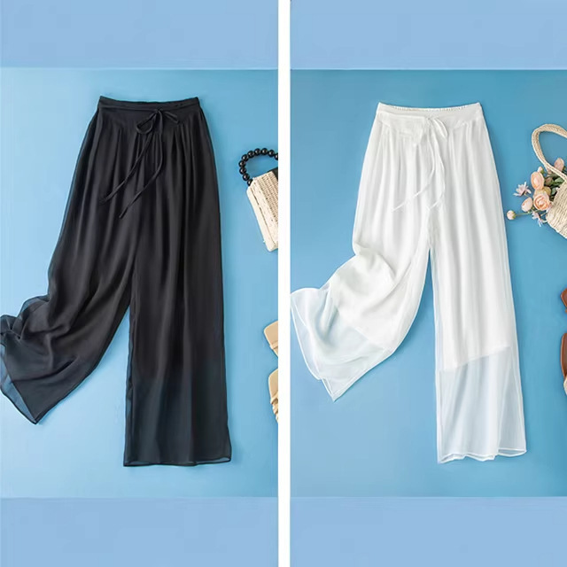 Classical Dance Pants, Silk, Chinese Style, Practice Wear, White, Summer, Hanfu, Ethnic Dance Performance, Flowing, Mulberry Silk Classical Dance Pants, Silk, Chinese Style, Practice Wear, White, Summer, Hanfu, Ethnic Dance Performance, Flowing, Mulberry Silk