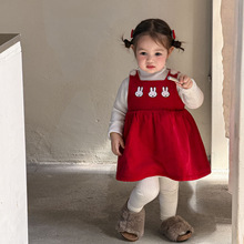 蔗梨童装女童连衣裙冬装洋气加绒儿童公主裙宝宝裙子周岁女宝礼服