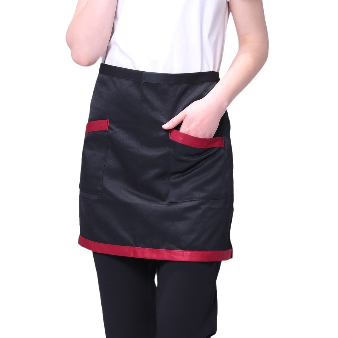 Chef medio delantal Hotel cocina cafetería camarero hermosa cintura hombres y mujeres corto medio delantal en stock