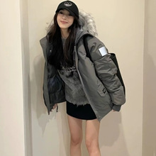 韩系情侣羽绒棉服2025冬季新款女加厚高级感小个子美式复古派克服