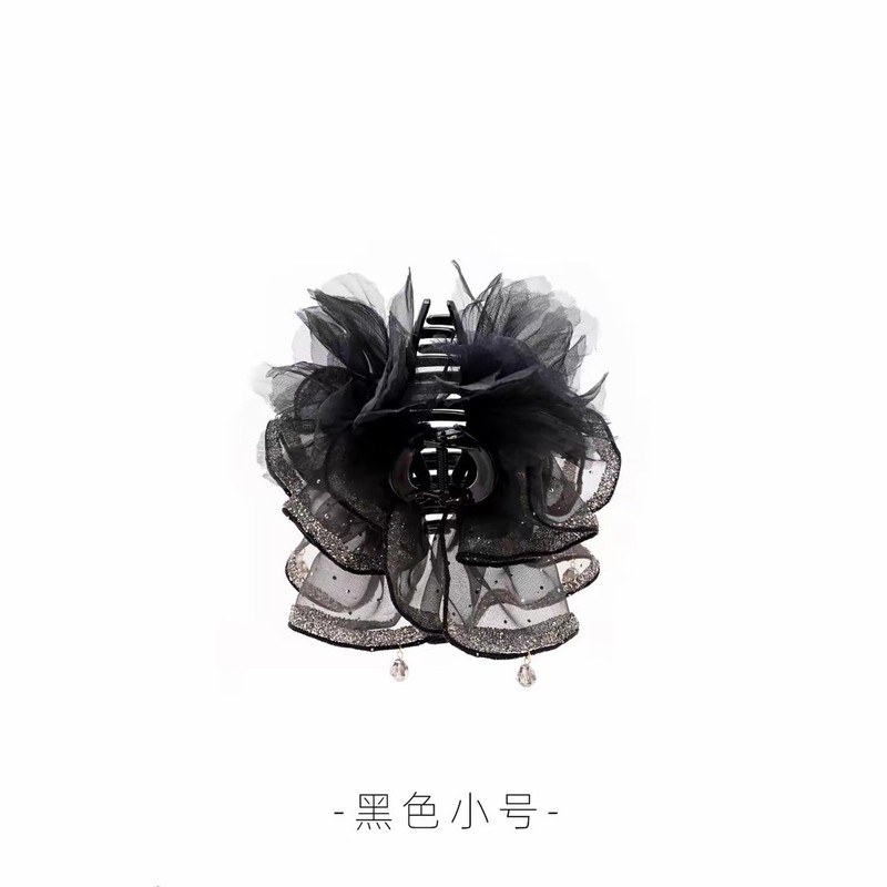 仙气贴钻裙摆大号精致欧根纱闪耀抓夹大版高级后脑勺鲨鱼夹发饰女|undefined