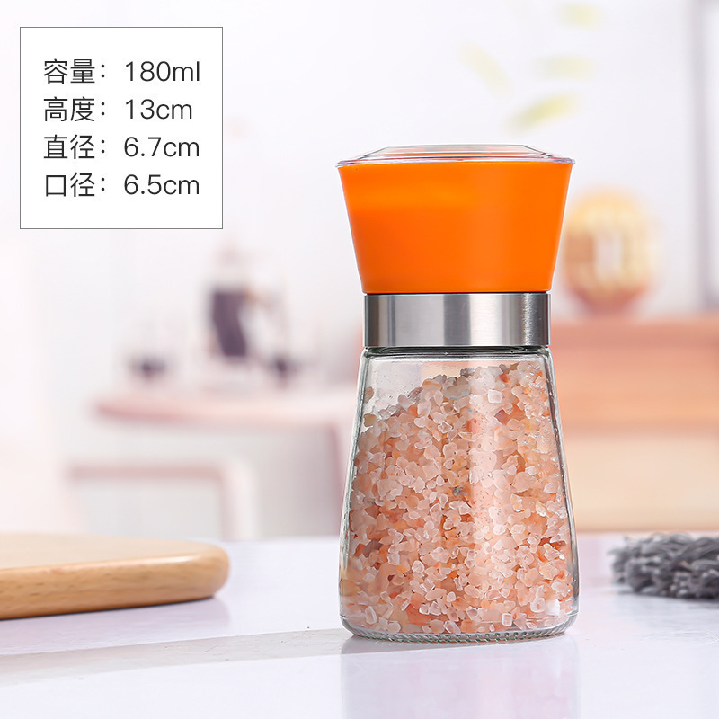手動グラインダーブラックペッパーグラインダーボトル屋外バーベキューグラインダー家庭用ガラス調味料瓶ペッパーグラインダー|undefined