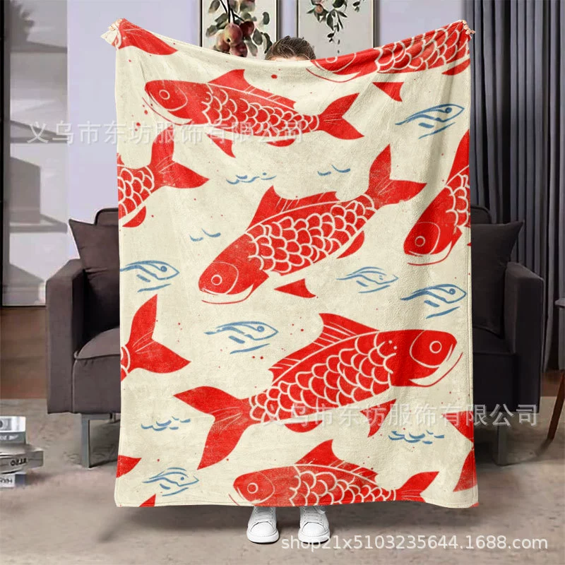 Простой карп мягкий и удобный фланелевый одеяло подходит для подарков