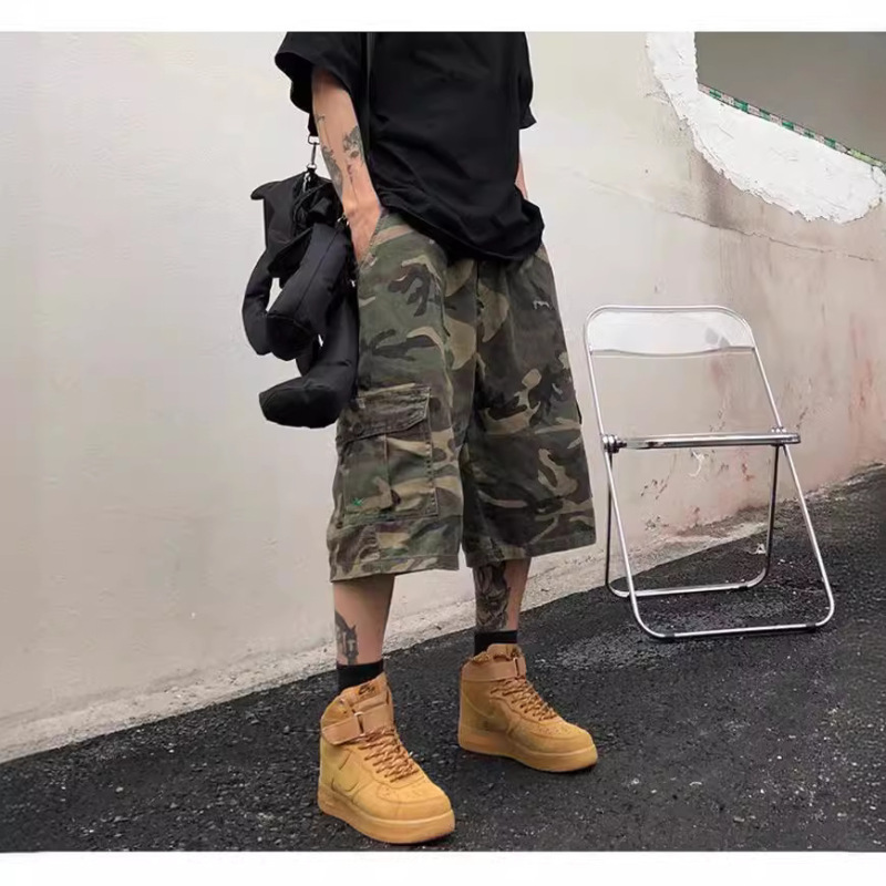 Summer Cargo Shorts for Men Trendy Brand Ins Camouflage Loose Casual Trendy Outerwear Mid-Length Versatile Korean Style Five-Point Shorts Summer Cargo Shorts for Men Trendy Brand Ins Camouflage Loose Casual Trendy Outerwear Mid-Length Versatile Korean Style Five-Point Shorts
