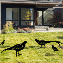 跨境爆款铁艺工艺品动物剪影四只鸟和鸡套装插件户外园林装饰地插