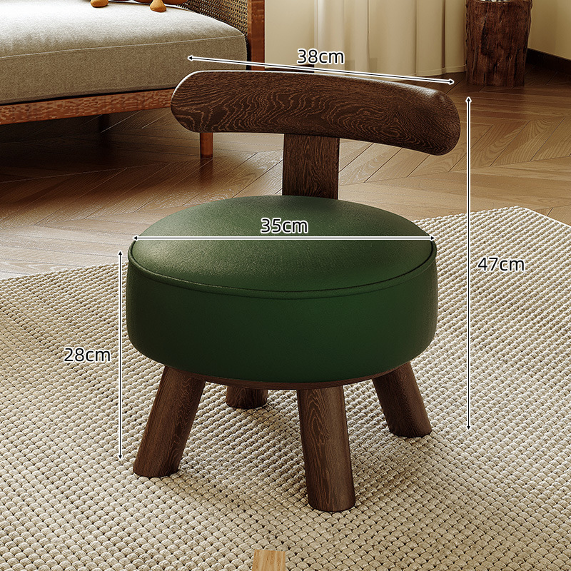 Taburete de madera maciza respaldo silla pequeña taburete de sala de estar simple taburete bajo taburete redondo taburete de zapatos