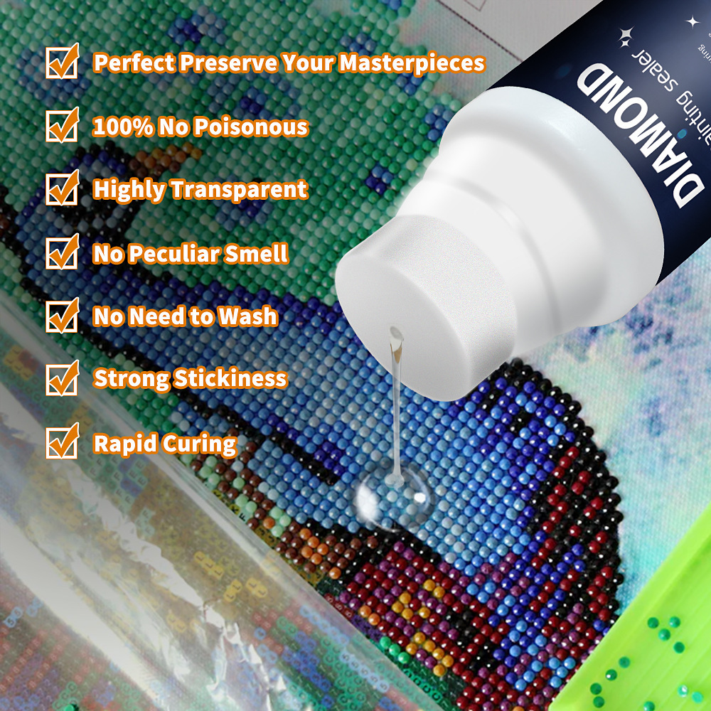 Pegamento transparente para pintura de diamantes, venta directa de fábrica, pegamento PVA para rompecabezas infantiles DIY, para realzar el brillo y evitar la desprendimiento de las piezas.