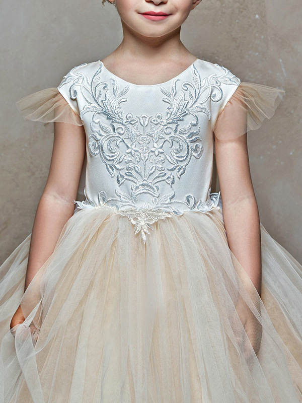 Comercio exterior flor niña princesa vestido niñas pettiskirt vestido de noche trailing piano rendimiento vestido de novia vestido largo