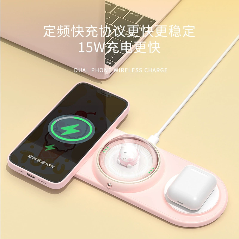 Apple, huawei, cartoon charger, compatible mobile phone, headphones, 15W, 2 in 1