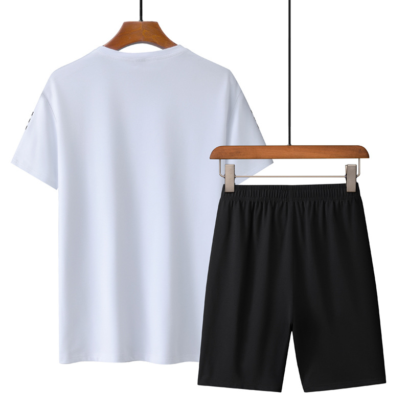 Transfronterizo king size tres barras set hombre ropa deportiva hombre mangas cortas pantalones cortos de verano tendencia delgada con blusas image 5