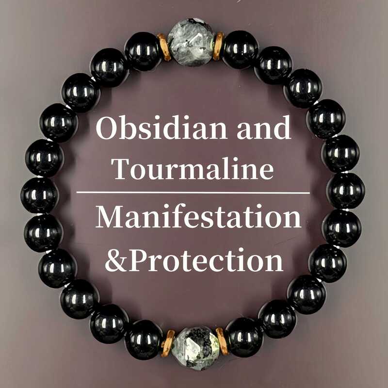 TK cross-border explosion obsidian bracelet handmade elastic bracelet for men and women factory wholesale