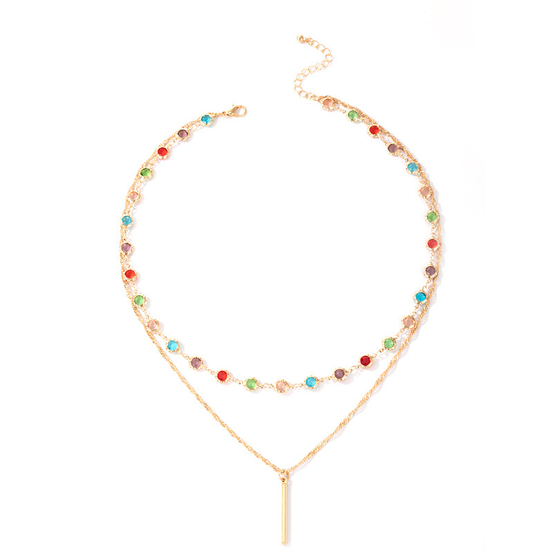 Wholesale Simple Color Rhinestone Multi-layer Necklace Nihaojewelry display picture 4