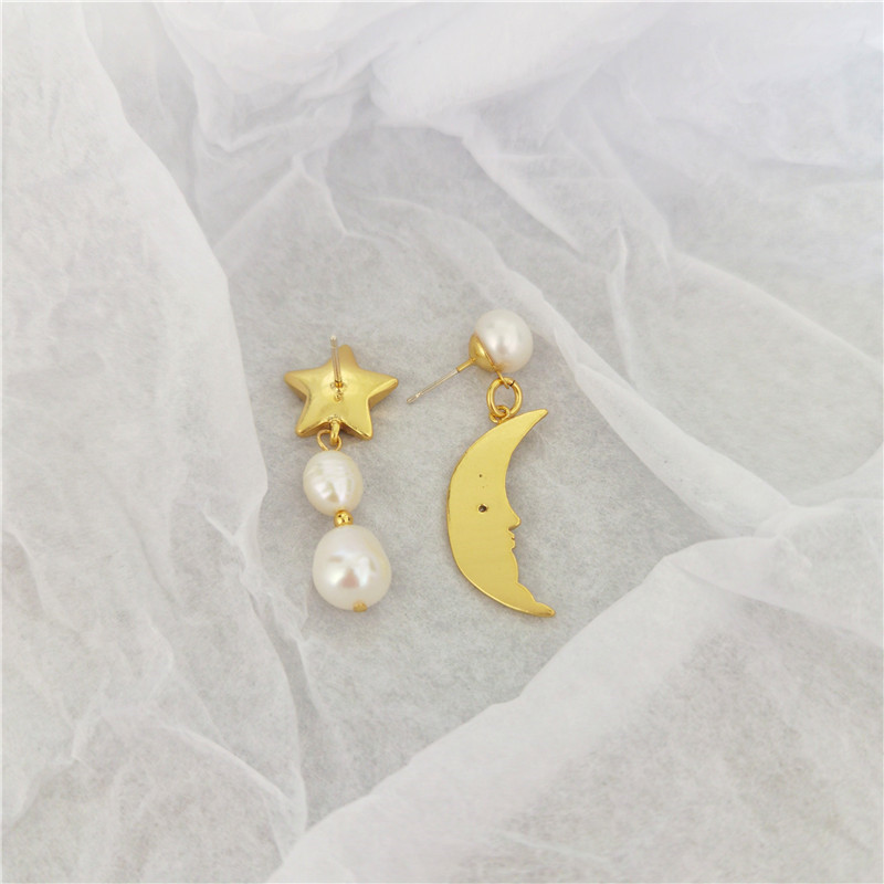Patchwork Design 1 Pair Simple Style Star Patchwork Copper Drop Earrings