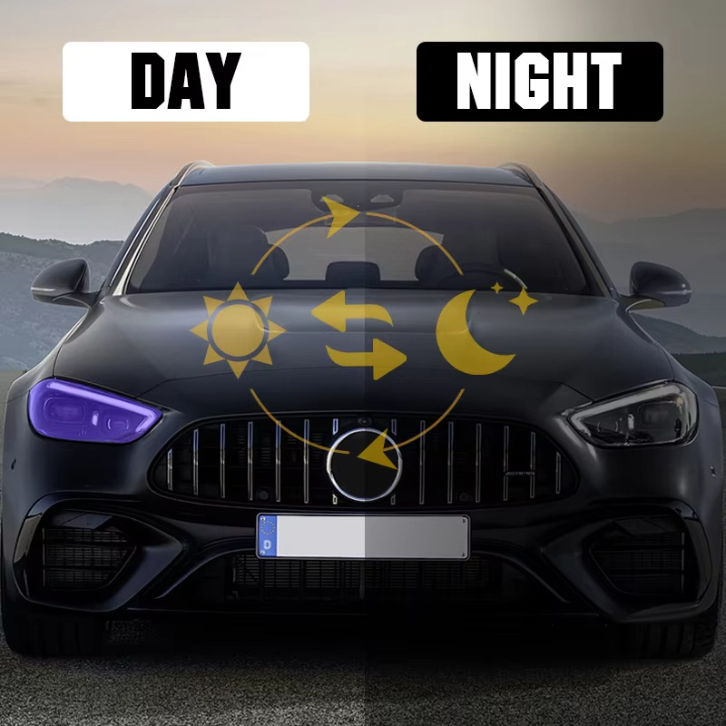 Tpu Light-Controlled Color-Changing White to Purple Car Headlight Film Cross-Border Exclusive Supply Suitable for Tesla Cybertruck