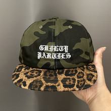 美式复古迷彩豹纹拼接平檐帽男女情侣休闲百搭棒球帽潮遮阳平沿帽