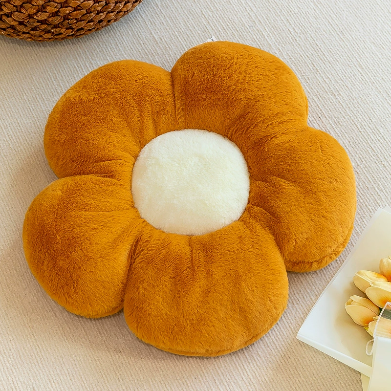 Modern pillow, white sofa solar-powered, flowered, sunflower