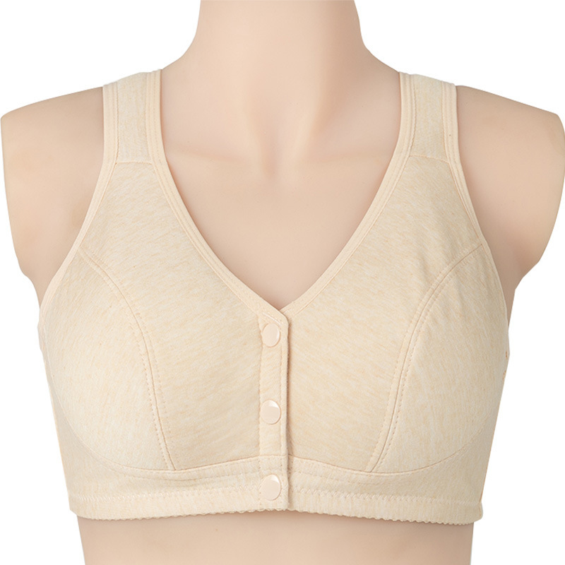 Middle-aged and elderly front buckle underwear new women's soft cotton plus size glossy underwear women's wireless vest bra