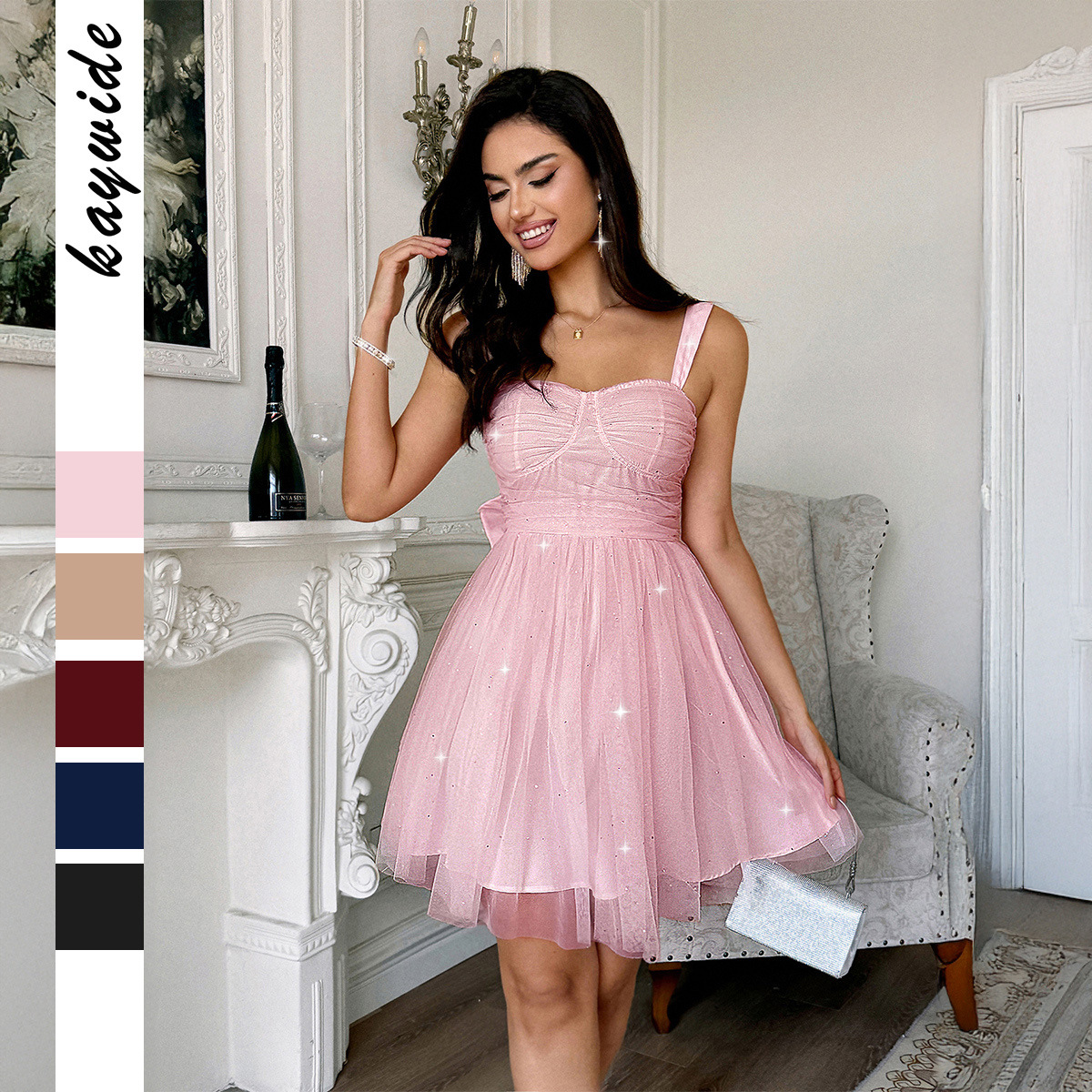 Cross-Border European and American Party Evening Dress Suspender Elegant Long Skirt Dress Women's Clothing 2025 Autumn and Winter Amazon Independent Station