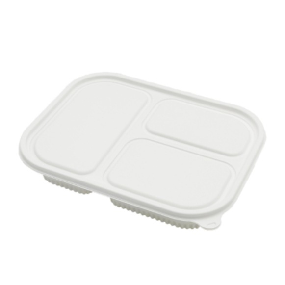 環境に優しい分解性使い捨て弁当箱竹粉食品グレード弁当箱軽食弁当箱白 3 コンパートメントテイクアウト包装箱|undefined
