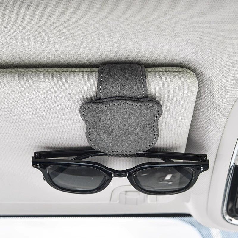 Simple and Portable Magnetic Car Glasses Holder Car Interior Leather Storage Clip Car Sunglasses Clip Bill Card Holder Trendy