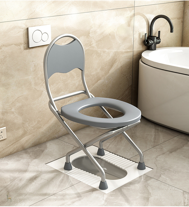 Folding stainless steel toilet seat, elderly and pregnant women's toilet seat, squat toilet chair, toilet bowl, universal mobile toilet seat for patients undefined