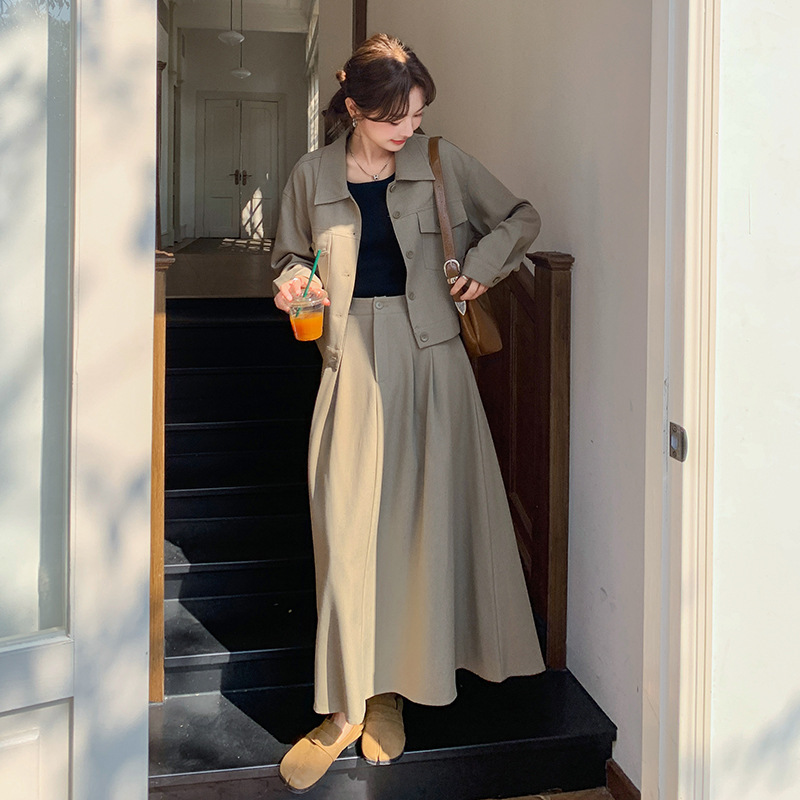 实拍盐酷系休闲工装套装裙女春季2025新款气质高级感半身裙两件套|undefined