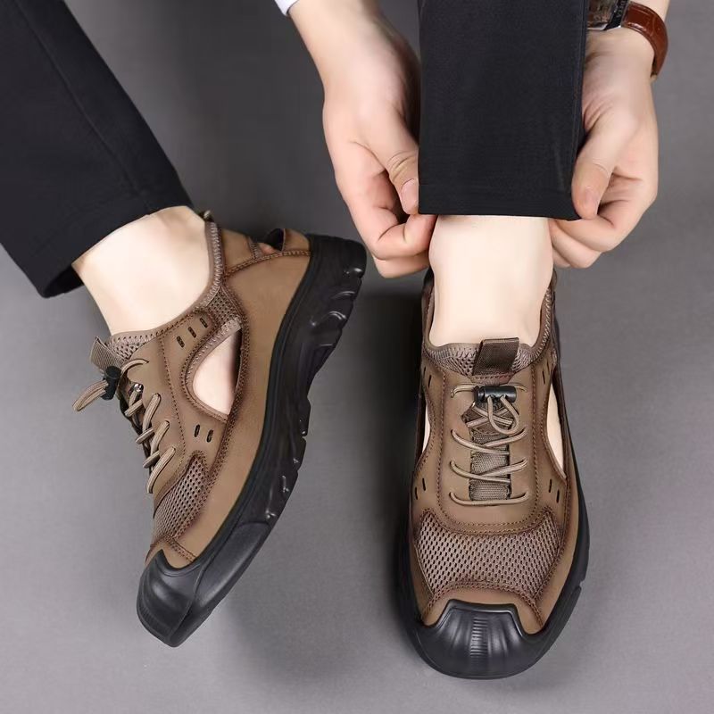Baotou sandalias para hombres zapatos de playa zapatos casuales de malla para hombres huecos de moda zapatos deportivos transpirables cómodos zapatos para hombres