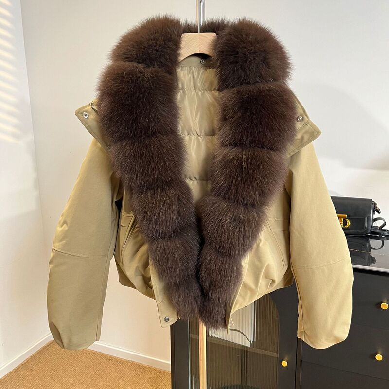 Cross-Border Winter New Style Fur Fox Collar White Duck down Jacket for Women, Short Loose Warm Parka Coat Cross-Border Winter New Style Fur Fox Collar White Duck down Jacket for Women, Short Loose Warm Parka Coat