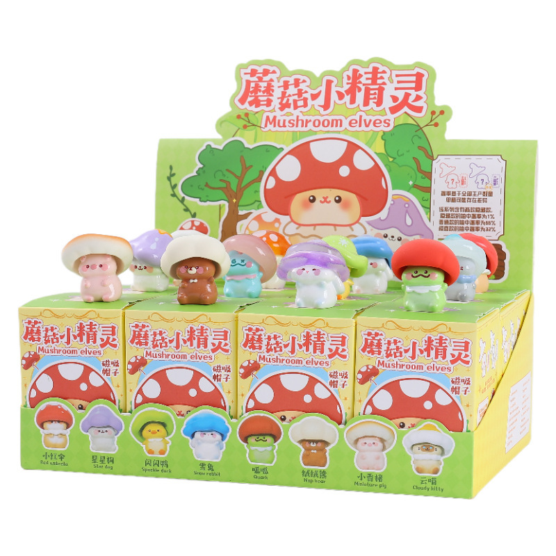创意新款蘑菇小jing灵盲盒办公桌面摆件装饰品节日礼物厂家批发|undefined