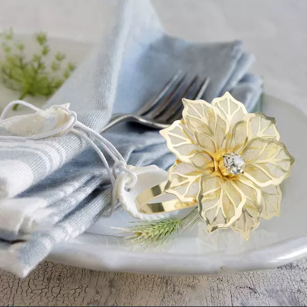 Cross-border metal net flower napkin buckle napkin ring rose napkin ring table spit ring