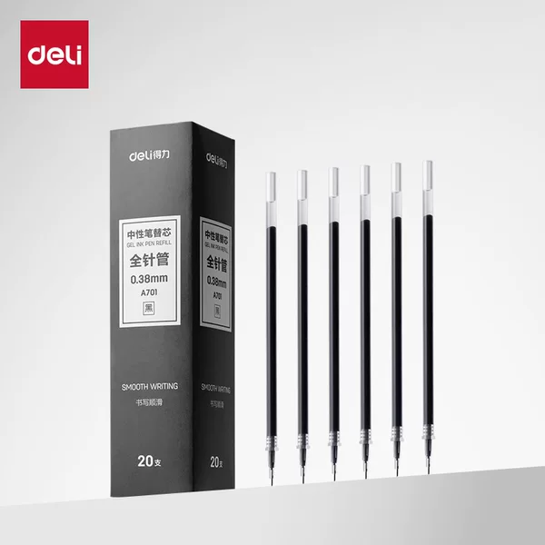 Deli neutral refill full needle tube black 0.38mm red cap refill 0.35mm stationery wholesale