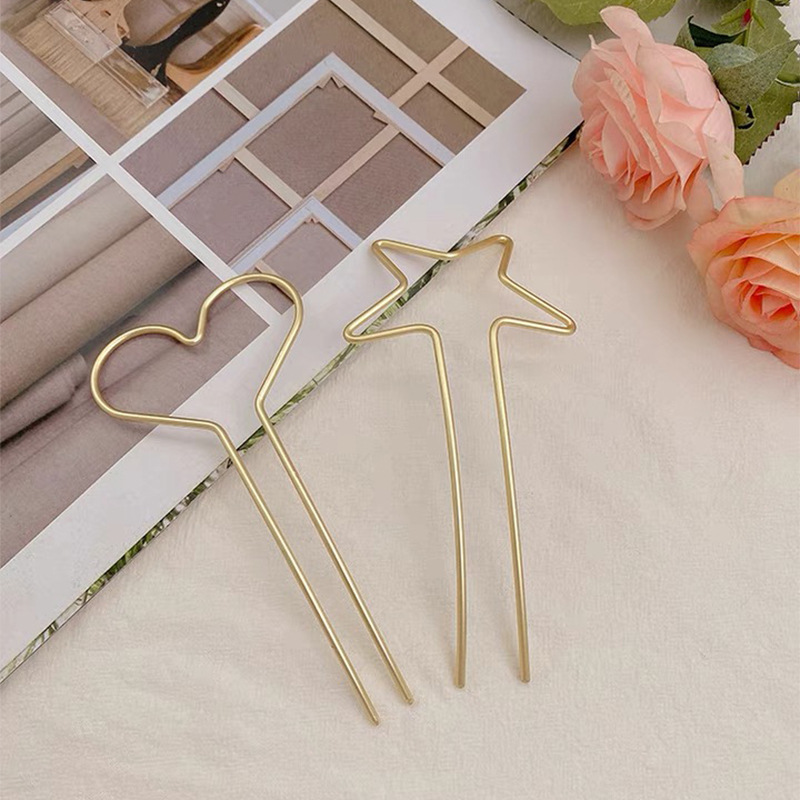 New Metal Hairpin Five-pointed Star Love Headdress Fashion Simple Hairpin Plate Hairpin Hair Accessories Behind The Head display picture 14