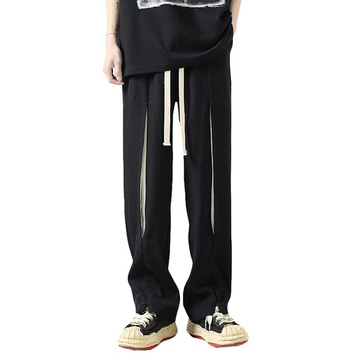 American deconstruction color-block casual men's summer Hong Kong streetwear brand loose straight-leg long pants high street thin sports pants