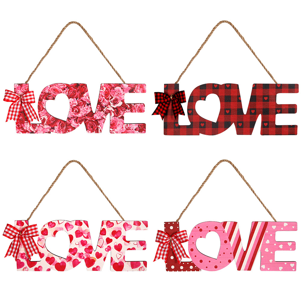 Día de San Valentín transfronterizo decoración de la pared del hogar amor cotización artesanía de madera colgante