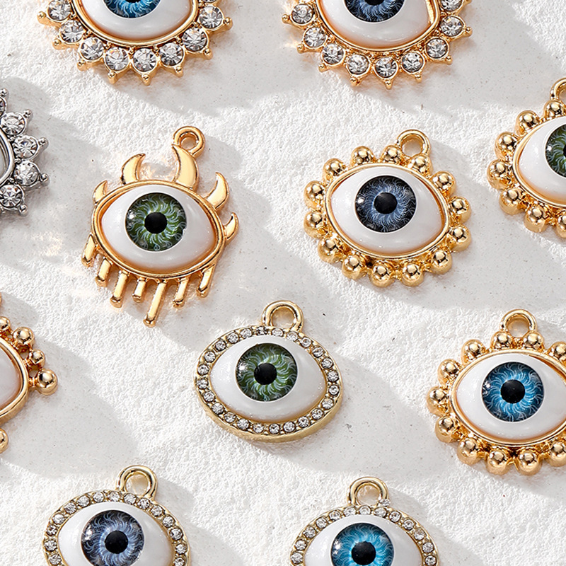 Pendant Jewelry Making Type 10 PCS/Package Alloy Beads Colorful Devil's Eye Eye Pendant DIY Jewelry Accessories Earrings Necklace