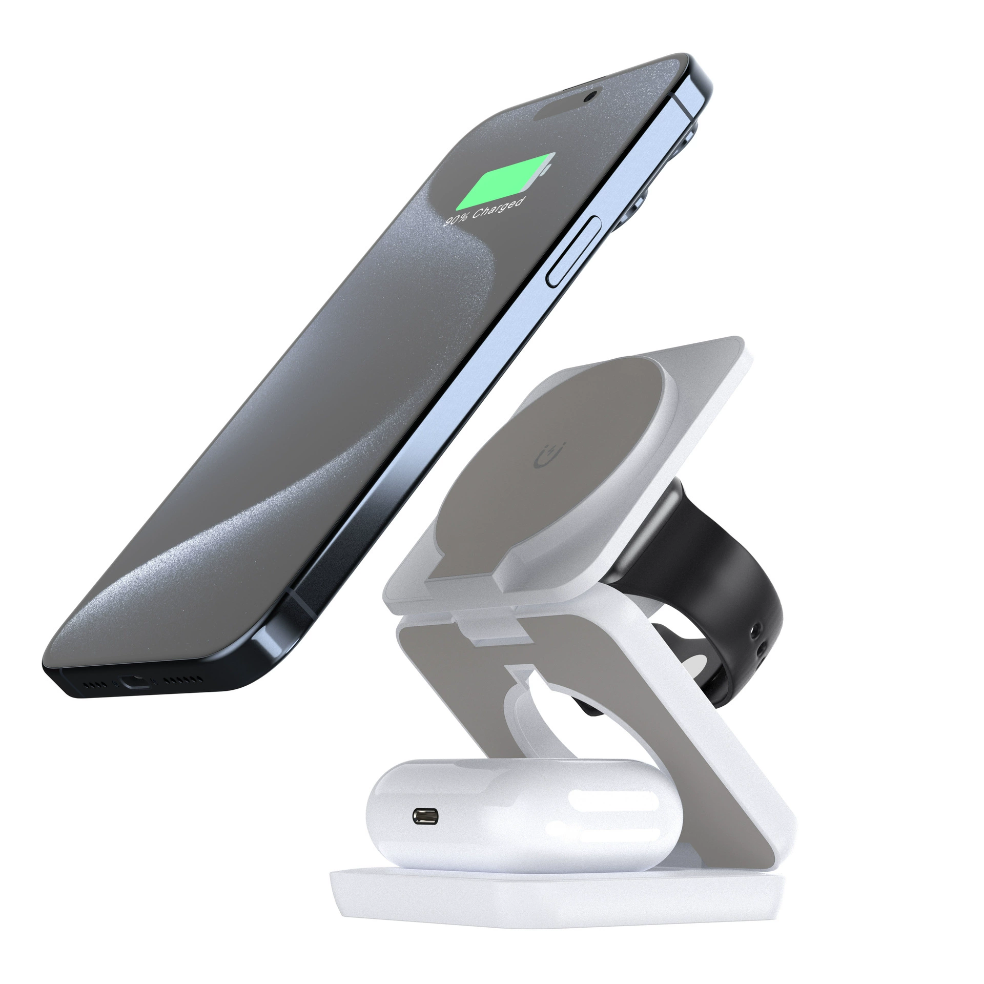 Настольный квадрат магнитного притяжения три в одном беспроводная зарядка 15 Вт многофункциональный мобильный телефон держатель беспроводной зарядное устройство