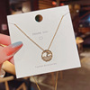 Zirconium with letters, necklace stainless steel, chain for key bag , Korean style, simple and elegant design, Japanese and Korean, light luxury style