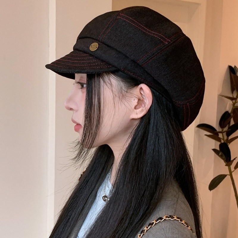 日系复古文艺风春秋贝雷帽女薄款大头围显脸小八角画家帽子云朵帽|undefined