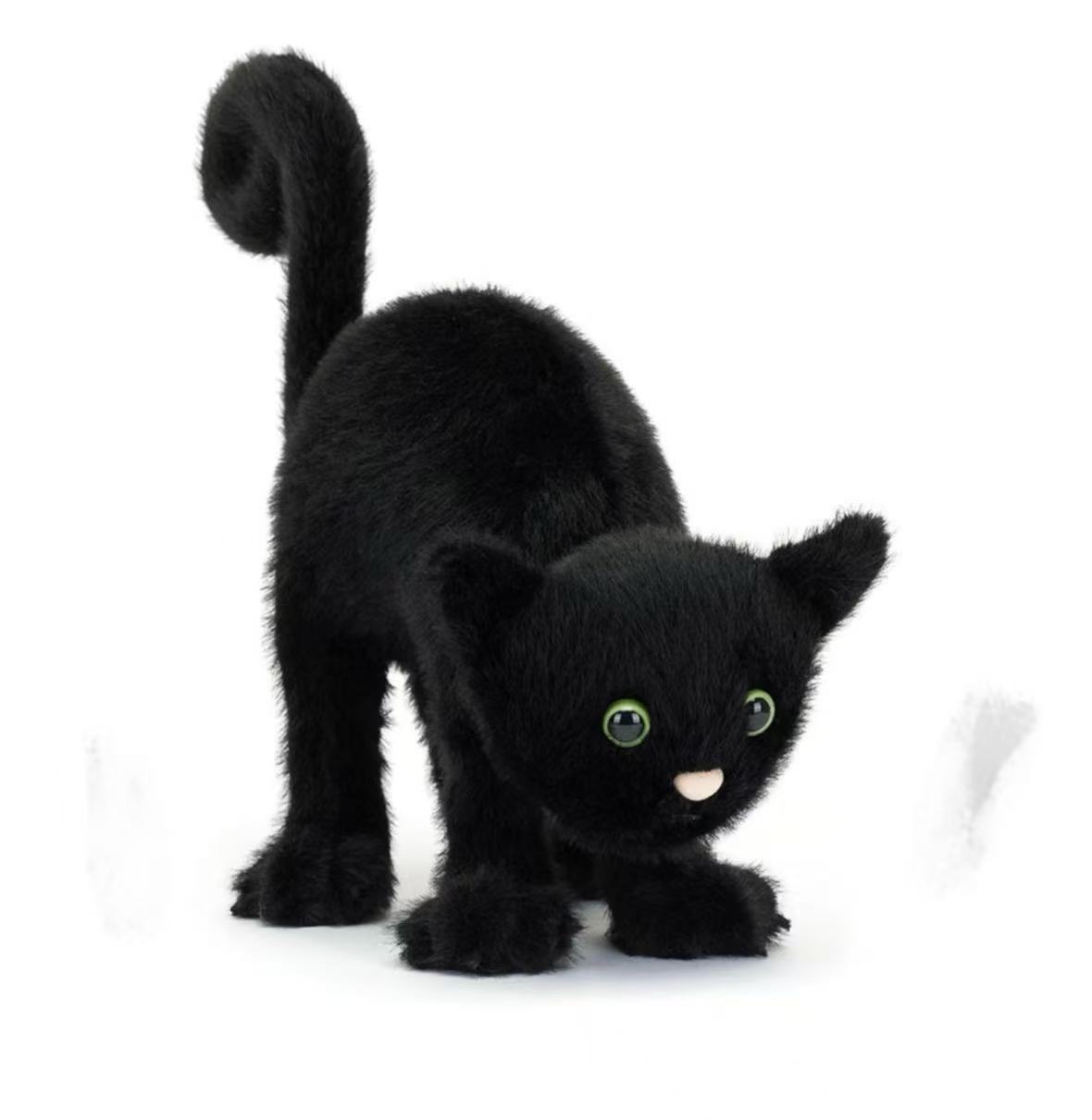 Scared black cat 20cm