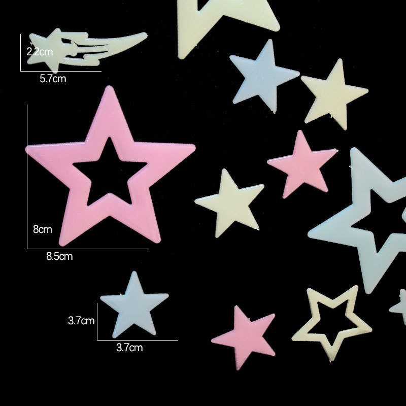 Estrellas de color luna pegatinas de luz nocturna meteoros luminosos pared decoración de ventana fluorescente transfronteriza pegatinas de refrigerador estrella cosmos image 31