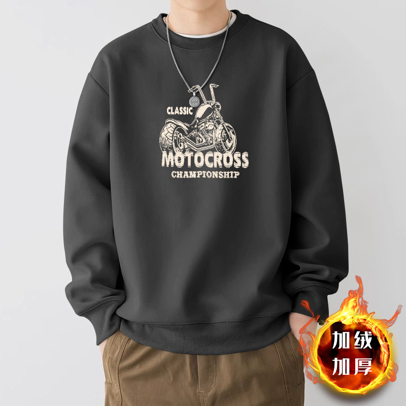420g pesada camiseta de cuello redondo para niños primavera y otoño marca de tendencia suelta nueva chaqueta juvenil americana retro