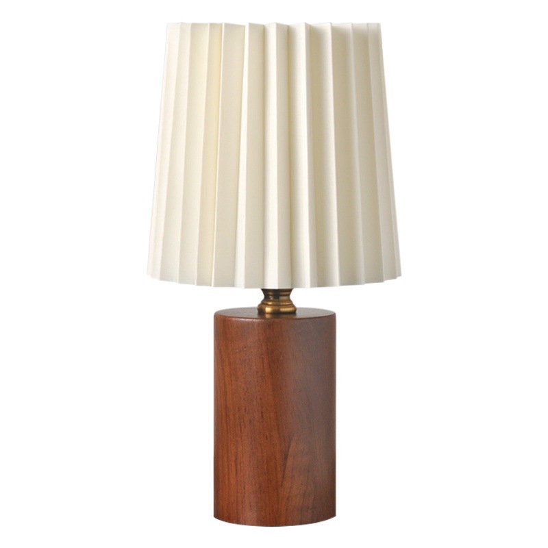 Estilo antiguo chino lámpara de mesa pequeña transfronteriza estilo coreano Estilo nórdico dormitorio cabecera Internet celebridad plisada decorativa madera sólida atmósfera lámpara de mesa