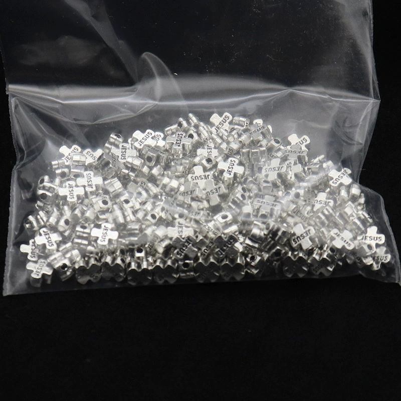 Metal Cross Beads, Zinc Alloy, 6 mm (≈1.5 mm Hole), Ancient Silver for DIY Bracelets & Necklaces