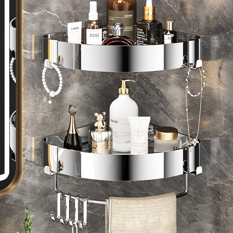 304 Stainless Steel No-Drill Bathroom Storage Rack Wall-Mounted Organizer for Washroom Sink