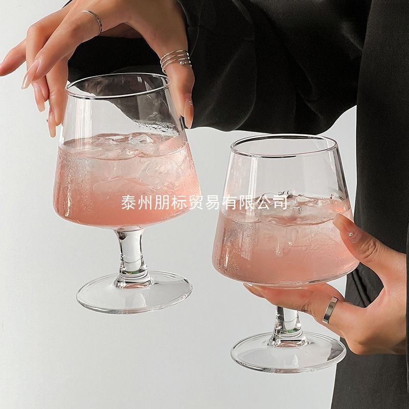 ins网红餐厅玻璃酒杯苏打水气泡杯矮脚白兰地杯冰咖啡杯饮料杯子|undefined