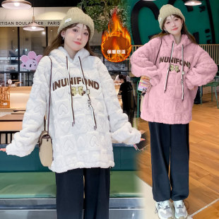 2024 new pregnant women's clothing winter fleece-lined thick coat autumn and winter fashion warm plus size pregnant women's coat